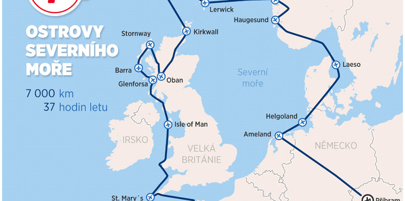 Popis cesty nad ostrovy Severního moře
