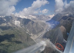 Swiss Alps and glaciers from a glider