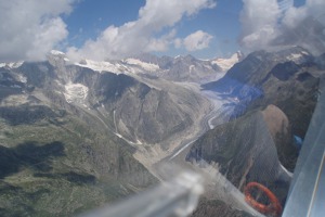 Swiss Alps and glaciers from a glider