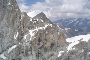 Swiss Alps and glaciers from a glider