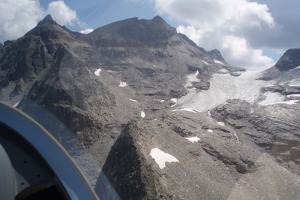 Swiss Alps and glaciers from a glider