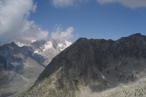 Swiss Alps and glaciers from a glider