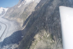 Swiss Alps and glaciers from a glider