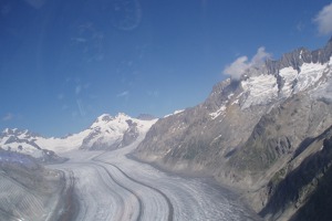 Swiss Alps and glaciers from a glider