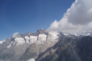 Swiss Alps and glaciers from a glider