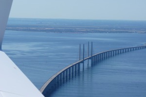 The bridge connecting Sweden and Denmark at Malmo, Sweden