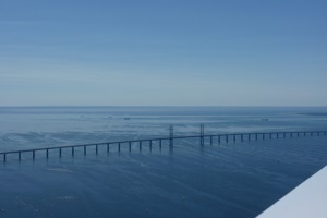 The bridge connecting Sweden and Denmark at Malmo, Sweden