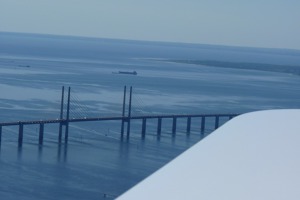 The bridge connecting Sweden and Denmark at Malmo, Sweden