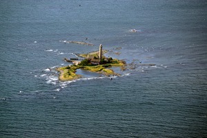 Lighthouse in the Kalmar strait between mainland Sweden and the island of Oland