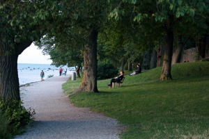 Evening in the public park of Visby