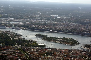 The centre of Stockholm during the return journey