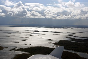 The special shape of Kvarken islands is visible even in the sharp sunlight