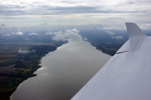 Flight over the Vistula river