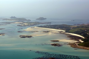 Arrival over the Isles of Scilly, Great Britain