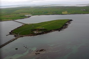 Lamb Hom island – Churchill barrier No 1 at upper left part