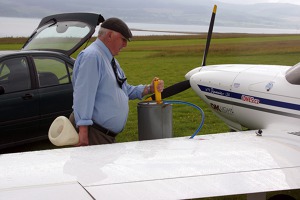 David with his pride - electrical pump transferring the fuel from the canister to OK LEX