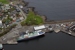 Busy pier at Torshavn port Busy pier at Torshavn port