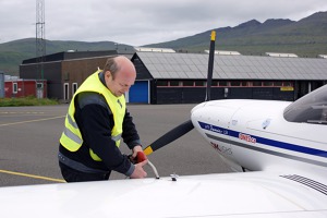 Refuelling before the flight from Vagar to Bergen, Norway Refuelling before the flight from Vagar to Bergen, Norway