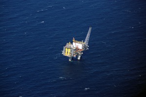 An oil rig about 100 km west of the coast of Norway 