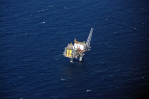 An oil rig about 100 km west of the coast of Norway An oil rig about 100 km west of the coast of Norway