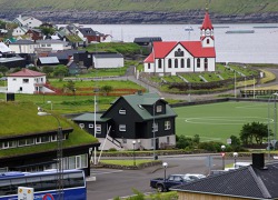 Church and town of Servágur, Vagar island