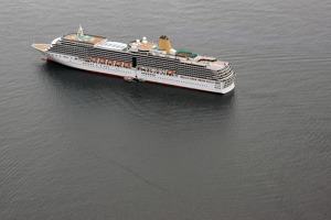 Cruise ship off Torshavn port