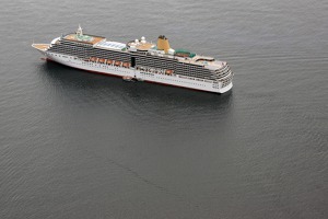 Cruise ship off Torshavn port Cruise ship off Torshavn port