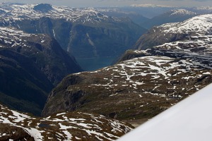 Hardanger fjord after departure from Hardanger-Jokulen glacier