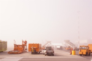 Fog at Pisa airport, Italy