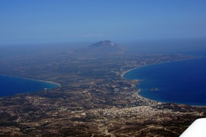 Ostrov Kos focený směrem ze západu