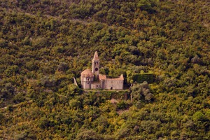 Church on the slopes of Boka Kotorska, Montenegro