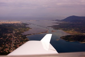 The strait between Lefkada island (left) and the mainland of Greece