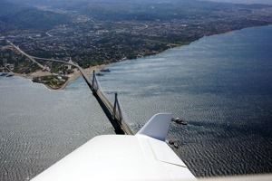 Highway bridge Rio – Antirion over the Corinth canal connecting Peloponessos and the mainland