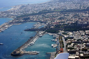 View of the port of Rhodes - the place where the famours Colossus of Rhodes once stood