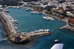 Detailed view of the location of the now destroyed statute of Colossus of Rhodes