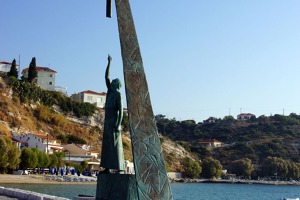 Statue of mathematician Pythagoras, the port of Pythagoreion