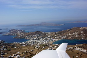 The town of Ornos between two Mykonos bays