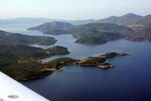 The neck of Kolpos Geras bay, Lesvos island