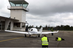 Plane spotters at Maia airport, Oporto, Portugal