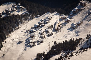Village over the Rhone valley, Switzerland Village over the Rhone valley, Switzerland