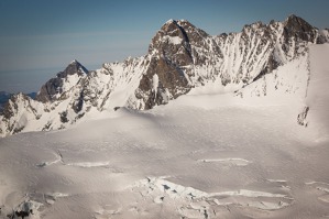 Snow fields Aletsch glacier around Jungfrau and Monch