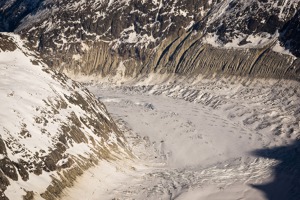 Middle part of the valley and glacier of Vallee Blanche, France Middle part of the valley and glacier of Vallee Blanche, France