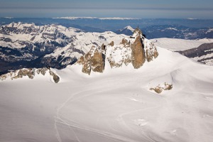 Aiguille du Midi with the upper part of Vallee Blanche skiing area Aiguille du Midi with the upper part of Vallee Blanche skiing area