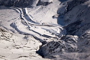 Highway entrance to the Grand St. Bernard tunnel, Switzerland