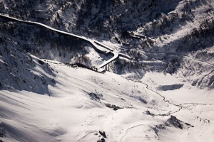 Gallery covered highway on the Italian side of Grand St. Bernard pass Gallery covered highway on the Italian side of Grand St. Bernard pass